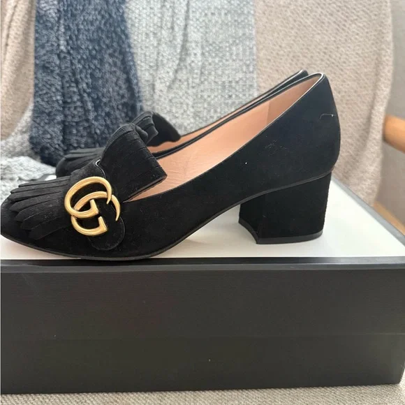 Gucci GG Marmont fringe loafers pump 7 - Picture 2 of 9